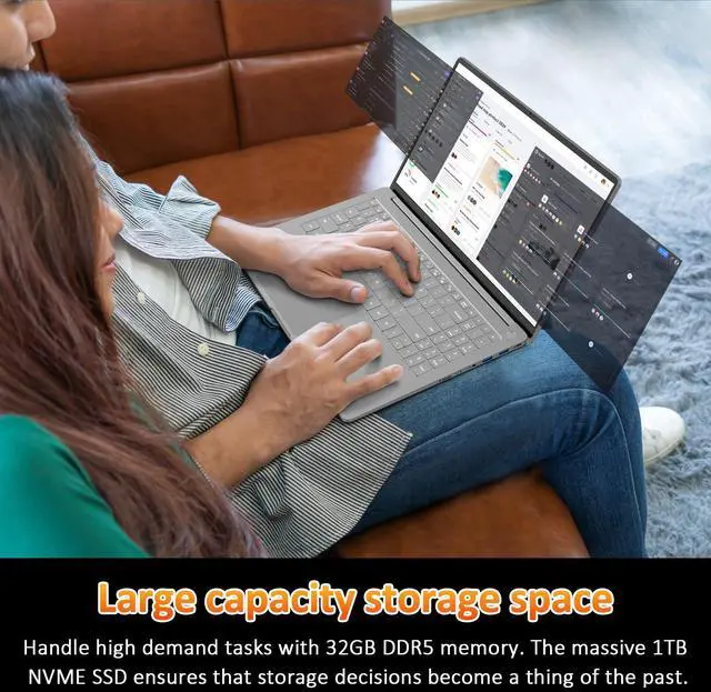 Alt view image 3 of 5 - Auusda 2025 15.6" IPS Gaming Laptop  Ryzen 9 6900HX 8-Core 32GB RAM 2TB SSD,(Up to 4.9GHz, Beats i7-12700H), 100W Type-C, Numpad, Backlit Keyboard, USB 3.0×3, HDMI, Win11 Pro, 2-Year Warranty