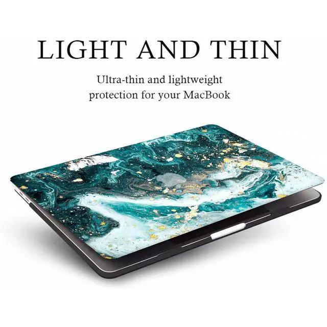 Alt view image 5 of 5 - MonsDirect Case Compatible with 2020 MacBook Air 13 Inch with Touch ID A2337 M1 A2179, Hard Plastic Case Protective Cover with Keyboard Cover for 2020 Air 13.3" Retina with Touch ID, Green Marble