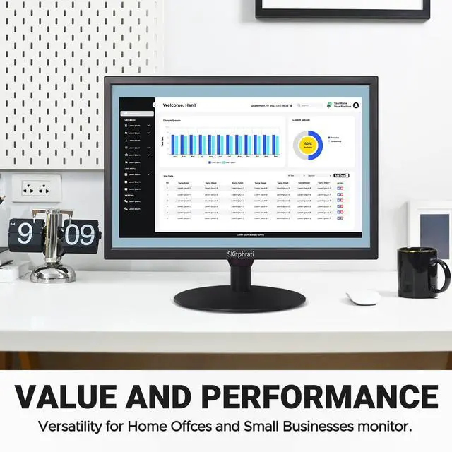 Alt view image 2 of 5 - SKitphrati 19 Inch HD (1440 x 900) PC Monitor, Computer Monitor with HDMI VGA AV BNC USB Ports, 60Hz, 5Ms, VESA, Build-in Speakers, LED Display for Laptops and Desktops Office Home