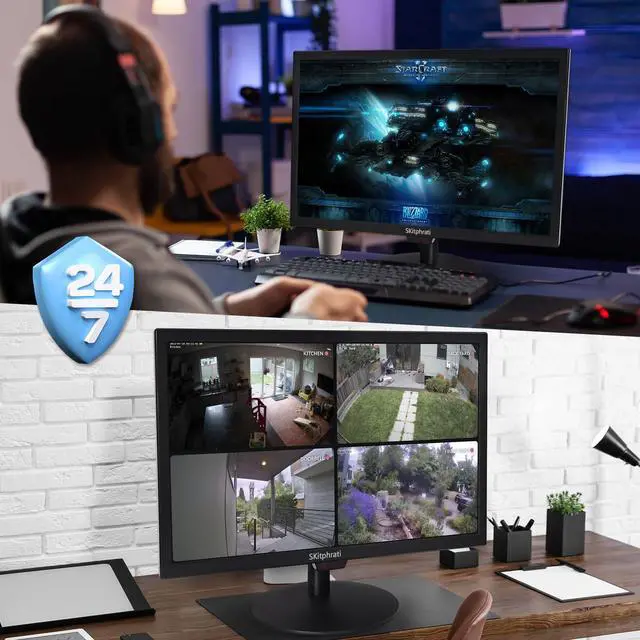 Alt view image 4 of 5 - SKitphrati 19 Inch HD (1440 x 900) PC Monitor, Computer Monitor with HDMI VGA AV BNC USB Ports, 60Hz, 5Ms, VESA, Build-in Speakers, LED Display for Laptops and Desktops Office Home