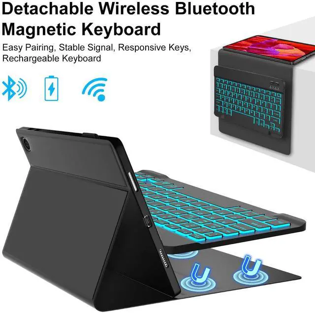 Alt view image 4 of 5 - Keyboard Case for Amazon Fire Max 11 inch (13th Generation,2023 Release), 7 Color Backlight Detachable Bluetooth Keyboard Cover with Stylus Pen Holder for Kindle Fire Max 11 Tablet