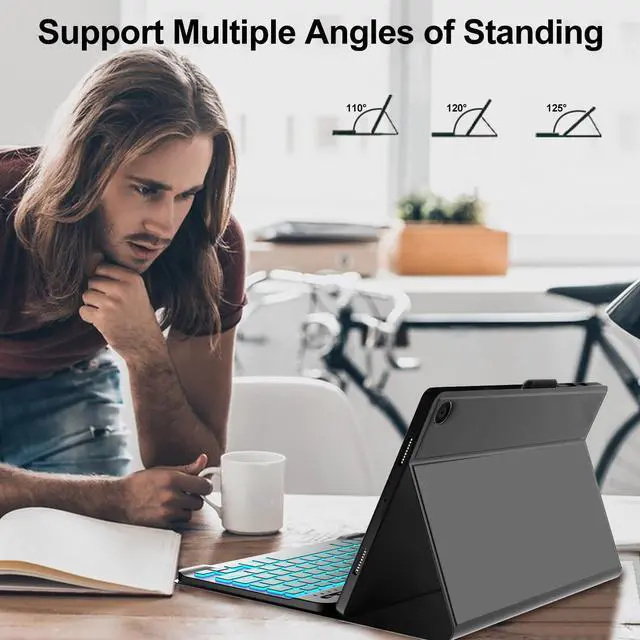 Alt view image 3 of 5 - Keyboard Case for Amazon Fire Max 11 inch (13th Generation,2023 Release), 7 Color Backlight Detachable Bluetooth Keyboard Cover with Stylus Pen Holder for Kindle Fire Max 11 Tablet