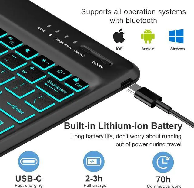 Alt view image 5 of 5 - Keyboard Case for Amazon Fire Max 11 inch (13th Generation,2023 Release), 7 Color Backlight Detachable Bluetooth Keyboard Cover with Stylus Pen Holder for Kindle Fire Max 11 Tablet