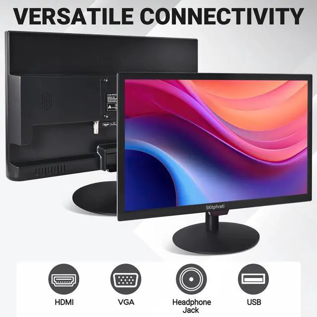 Alt view image 5 of 5 - SKitphrati 19 Inch HD (1440 x 900) PC Monitor, Computer Monitor with HDMI VGA AV BNC USB Ports, 60Hz, 5Ms, VESA, Build-in Speakers, LED Display for Laptops and Desktops Office Home