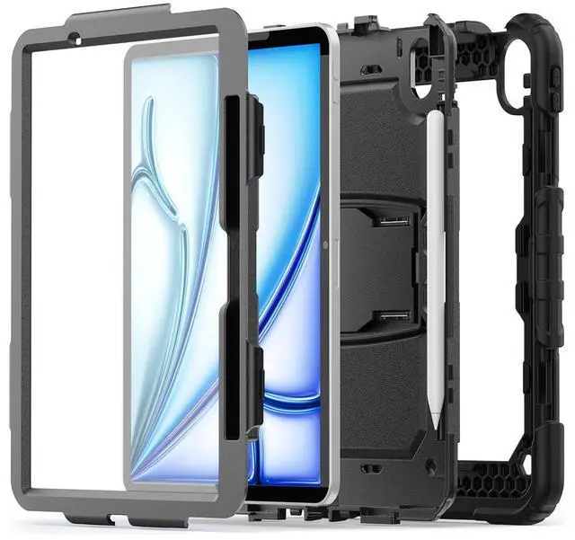 Alt view image 4 of 5 - Sahara - Raider Series Heavy-Duty Case for iPad Air 11" (M2 2024/M3 2025), Scorpion Black, (TB00422)