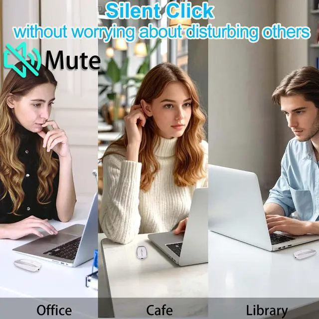 Alt view image 3 of 5 - Wireless Mouse Mini Small Bluetooth with Card Reader (Up to 2TB) Portable Silent Rechargeable Optical Travel Thin Finger Mice 3 Levels DPI for PC Smartphone Laptop Tablet Android Windows GiftSilver