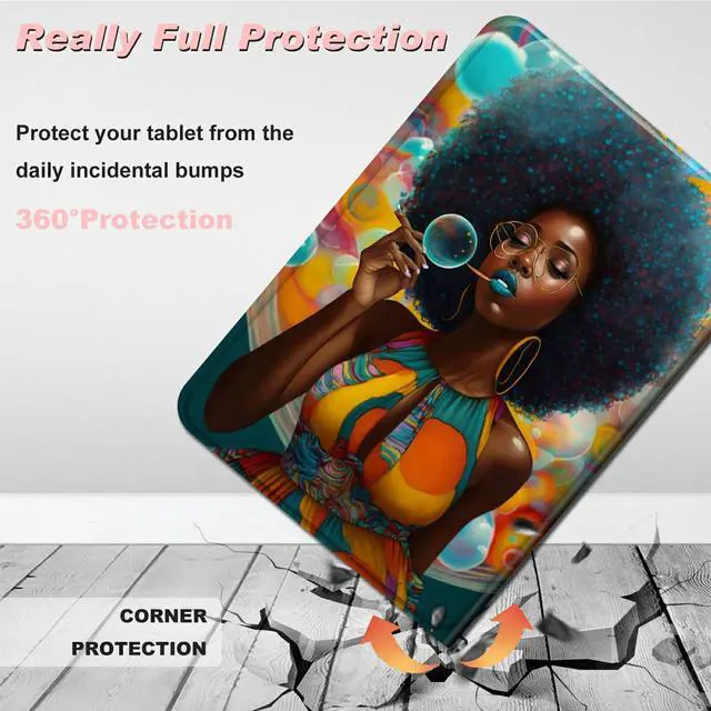 Alt view image 5 of 5 - Case for Amazon Fire HD 10 Tablet 10.1" (Compatible with 7th and 9th Generations, 2017 and 2019 Releases),Slim Lightweight Smart Shell Stand Cover with Auto Wake/Sleep,Purple African Woman