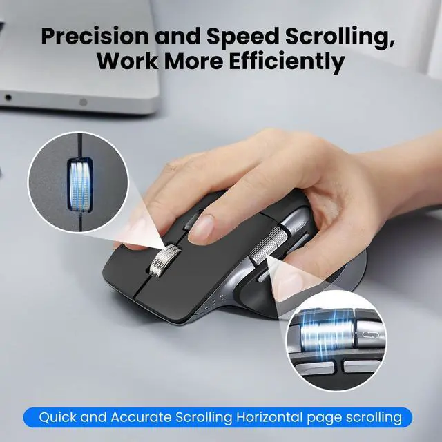 Alt view image 3 of 5 - Wireless Keyboard and Mouse Combo, 2-in-1 USB Receiver & Dual Bluetooth, Scissor-Switch Keys, Smart Flying Scroll for Windows, Mac, Linux, Chrome  Ideal for Office & Students (US Layout)