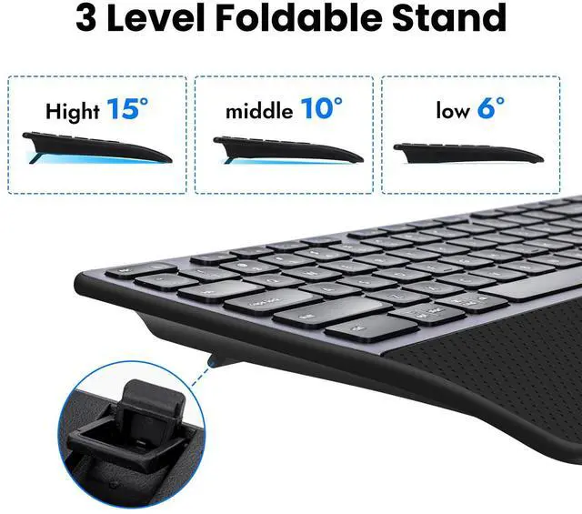 Alt view image 5 of 5 - Wireless Keyboard and Mouse Combo, 2-in-1 USB Receiver & Dual Bluetooth, Scissor-Switch Keys, Smart Flying Scroll for Windows, Mac, Linux, Chrome  Ideal for Office & Students (US Layout)