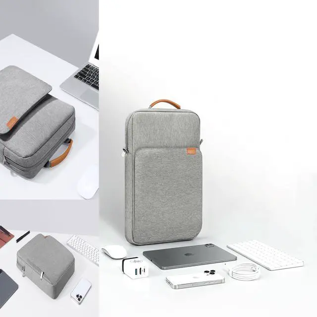 Alt view image 4 of 5 - ZMEIKJ 9-11 Inch Tablet Sleeve iPad Bag Satchel Messenger Sling Shoulder Bag for Men Travel Work with Handle Removable Shoulder Strap Carrying Case for Fire Laptop Kindle Surface Samsung Gray