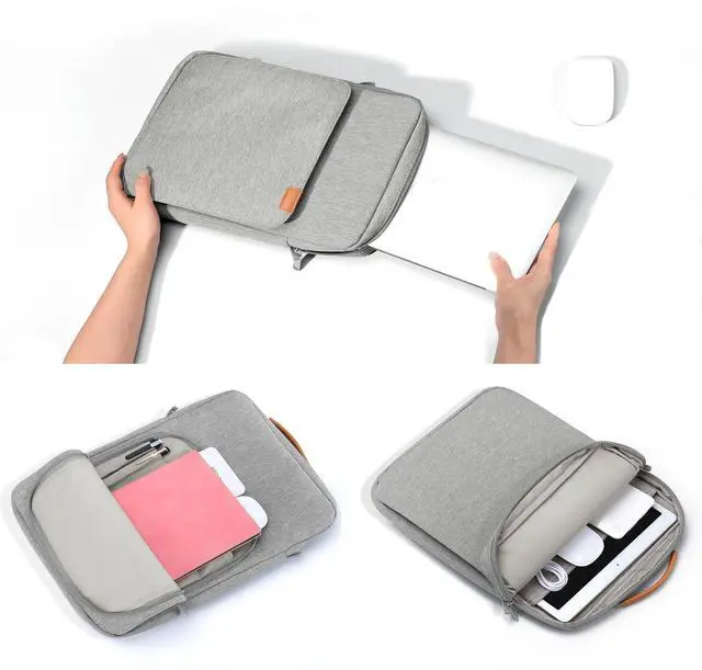 Alt view image 5 of 5 - ZMEIKJ 9-11 Inch Tablet Sleeve iPad Bag Satchel Messenger Sling Shoulder Bag for Men Travel Work with Handle Removable Shoulder Strap Carrying Case for Fire Laptop Kindle Surface Samsung Gray