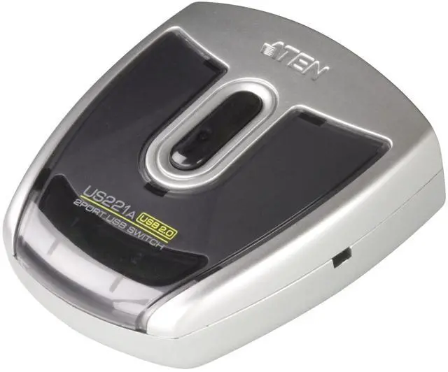Main image of ATEN US221A 2-Port USB 2.0 Peripheral Switch, Includes 1x USB Type-A to USB Type-B Cable (1.8m)