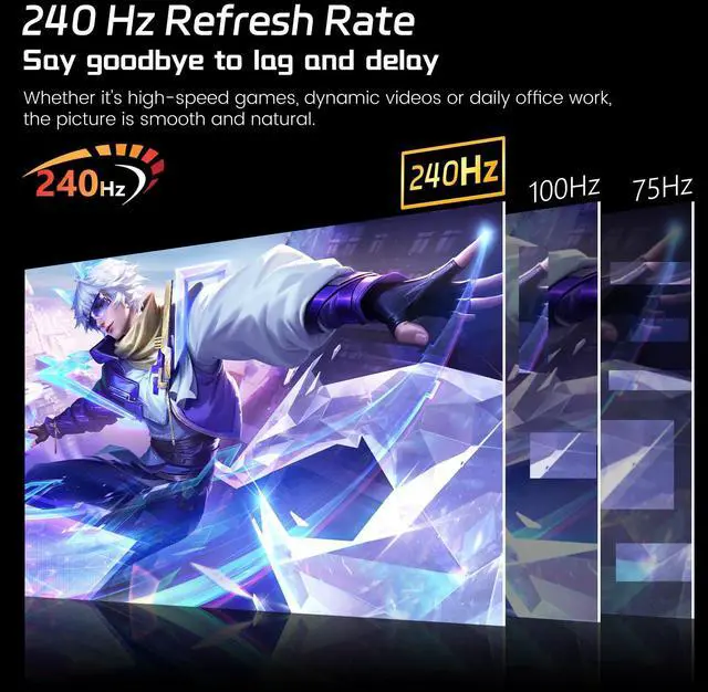 Alt view image 2 of 5 - 27 Inch Touch Screen Monitor 2K 240Hz QHD 2560x1440 IPS Computer Monitor, HDMI & Type C & USB & DisplayPorts, 10-Point Multi Touch PC Display for Business & Gaming, Frameless, 240Hz, VESA