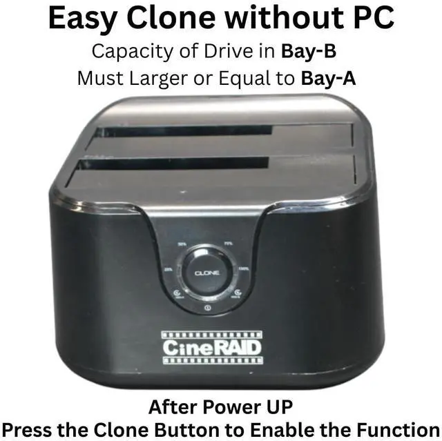 Alt view image 2 of 5 - Dual Bay Hard Drive Docking Station USB 3.2 Gen 1 for 2.5"/3.5" SATA I/II/III HDD/SSD - One-Touch Clone, Up to 10TB, Mirror Failed Riad Drives - UASP Support (Type-C)