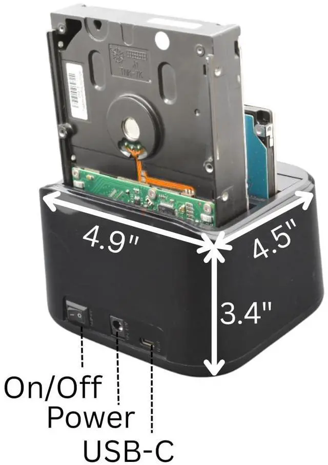 Alt view image 5 of 5 - Dual Bay Hard Drive Docking Station USB 3.2 Gen 1 for 2.5"/3.5" SATA I/II/III HDD/SSD - One-Touch Clone, Up to 10TB, Mirror Failed Riad Drives - UASP Support (Type-C)