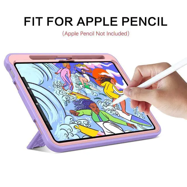 Alt view image 4 of 5 - BENTOBEN for iPad 10th Generation Case, for iPad 10th Case 10.9, Slim Fit Kickstand Shockproof Rugged Protection Soft Silicone Bumper Drop Protective Girls Women Boys Kids Tablet Cover, Purple/Pink