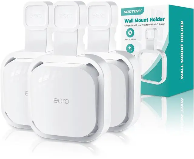Main image of Wall Mount Holder for eero 7 Router Mesh Wi-Fi System  No Messy Wires, Space-Saving Outlet Wall Mount Holder for eero 7 Extender, Stand Bracket for eero 7 (White-3pc)