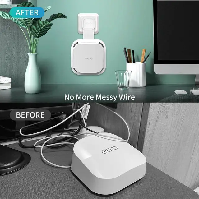 Alt view image 3 of 5 - Wall Mount Holder for eero 7 Router Mesh Wi-Fi System  No Messy Wires, Space-Saving Outlet Wall Mount Holder for eero 7 Extender, Stand Bracket for eero 7 (White-3pc)