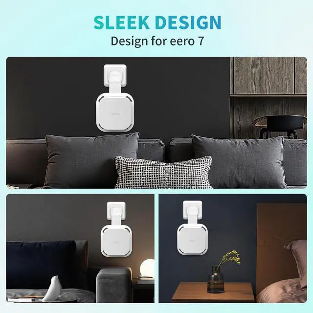 Alt view image 5 of 5 - Wall Mount Holder for eero 7 Router Mesh Wi-Fi System  No Messy Wires, Space-Saving Outlet Wall Mount Holder for eero 7 Extender, Stand Bracket for eero 7 (White-3pc)