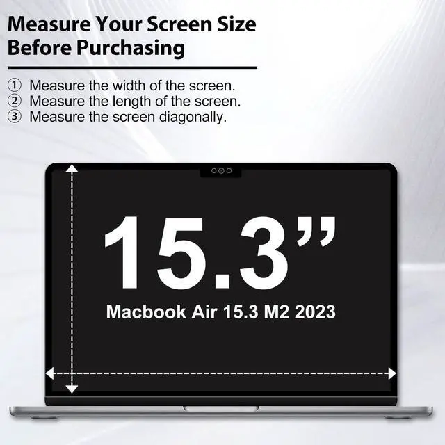 Alt view image 2 of 5 - XinWoTuo Tempered Glass Laptop Screen Protector for Macbook Air 15.3 M2 2023, 9H Hardness, Bubble Free, Anti-Scratch, Anti-Fingerprint