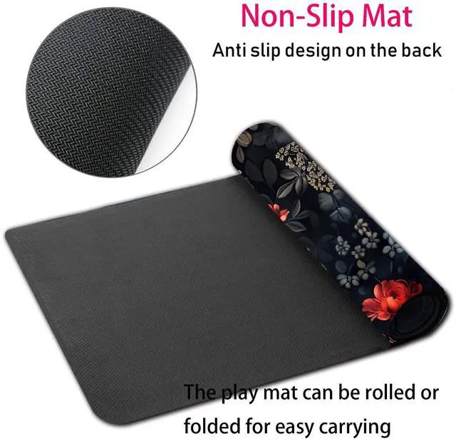 Alt view image 5 of 5 - Large Gaming Mouse Pad + Mouse Wrist Rest Pad + Coaster Combination, 31.5 "x 11.8" Durable Non-Slip Extension Table Mat, Suitable for Office and Home, Black Flower