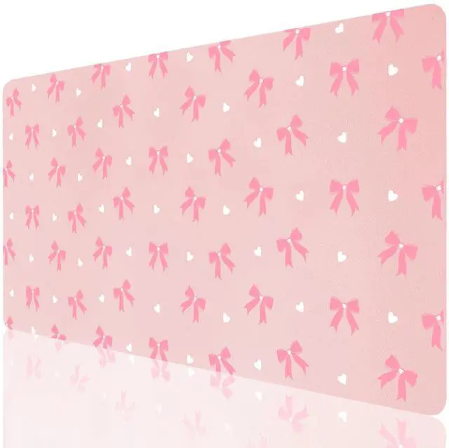 Main image of Cozynestcy Kawaii Cute Bow Desk Pad 27.6''X13.8''Aesthetictrendy Desktop Pad Pu Leather Large Mouse Mat Fashion Print Soft Waterproof Non-Slip Table Mat for Girls Women Office Home Work Computer Game
