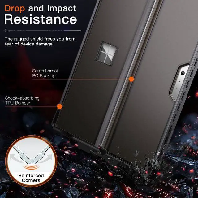 Alt view image 3 of 5 - MoKo Case for Microsoft Surface Pro 7 Plus/Pro7/Pro 6/Pro 5/Pro 4/ LTE - All-in-One Rugged Cover Case with Pen Holder, Kickstand Protective Case, Compatible with Type Cover Keyboard, Frosted Black