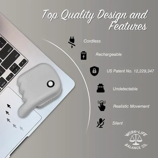 Alt view image 3 of 5 - Rechargeable Trackpad Jiggler -USBC Charge Port -Undetectable -Cordless Mouse Jiggler -Does Not Work on DeII -Keeps Touchpad Active, Laptop Awake -Mechanical Mouse Mover -ON/Off Switch