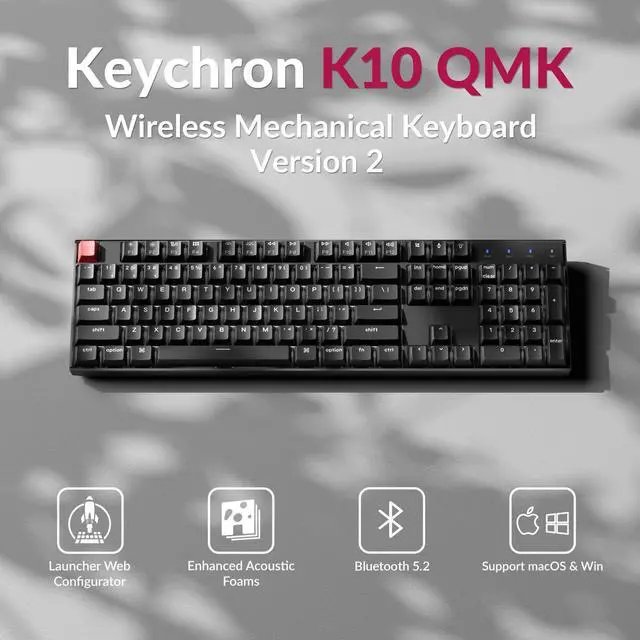 Alt view image 2 of 5 - Keychron K10 Full Size Layout White LED Backlit Hot-Swappable Mechanical Keyboard for Mac Windows, 104-Key Bluetooth Wireless/USB Wired Computer Keyboard with Keychron Super Banana Switch(Version 2)