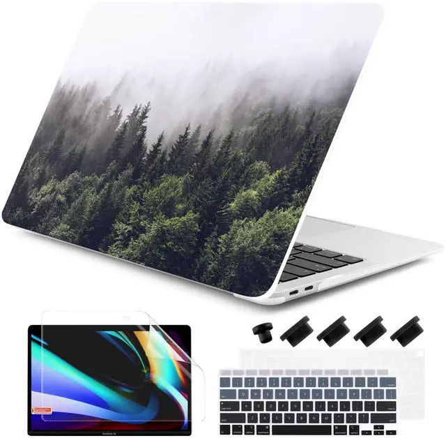 Main image of DONGKE Compatible with MacBook Air 13 inch Case 2021 2020 2019 2018 Release A2337 M1 A2179 A1932 with Retina Display & Touch ID, Plastic Hard Shell & Keyboard Cover - Forest
