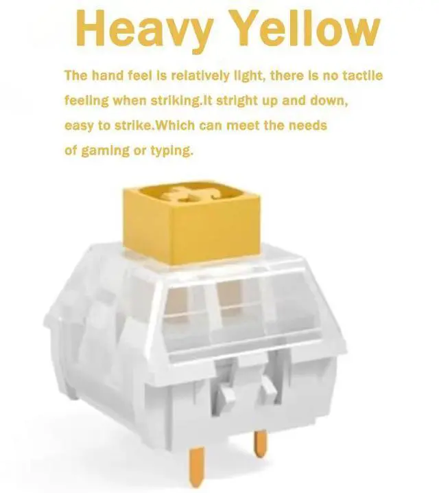 Alt view image 2 of 5 - Kailh Box Heavy Yellow Switches for DIY Mechanical Keyboard,3-pin/70gf Linear/RGB/LED/IP56 Water&Dustproof/Long Life switches(Yellow,108pcs)