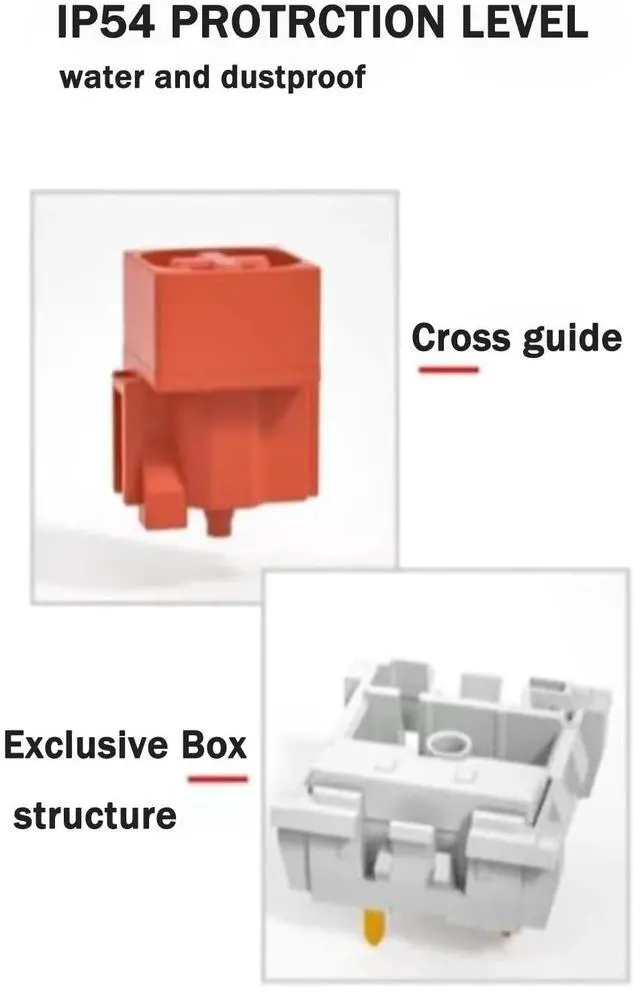 Alt view image 5 of 5 - Kailh Box Heavy Yellow Switches for DIY Mechanical Keyboard,3-pin/70gf Linear/RGB/LED/IP56 Water&Dustproof/Long Life switches(Yellow,108pcs)