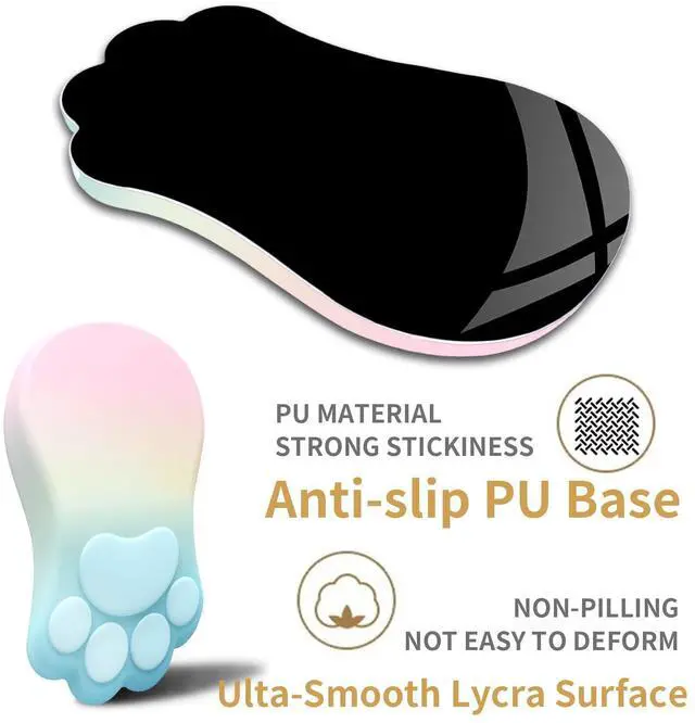 Alt view image 2 of 5 - L-SPOUTTO Ergonomic Mouse Pad with Wrist Rest,Cute Cat Paw Mousepad Wrist Support,Comfortable Massage Design Computer Pain Relief Mouse Pad with Non-Slip PU Base for Desk Laptop Gaming,Rainbow