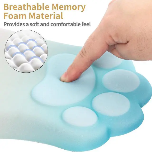 Alt view image 3 of 5 - L-SPOUTTO Ergonomic Mouse Pad with Wrist Rest,Cute Cat Paw Mousepad Wrist Support,Comfortable Massage Design Computer Pain Relief Mouse Pad with Non-Slip PU Base for Desk Laptop Gaming,Rainbow