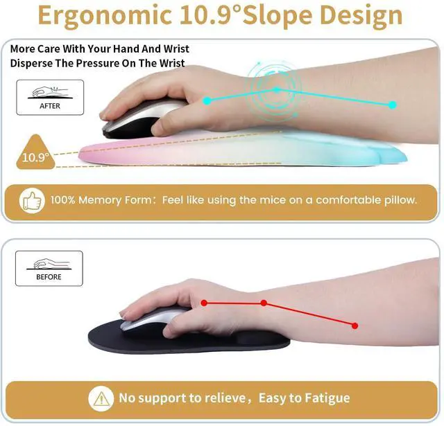 Alt view image 5 of 5 - L-SPOUTTO Ergonomic Mouse Pad with Wrist Rest,Cute Cat Paw Mousepad Wrist Support,Comfortable Massage Design Computer Pain Relief Mouse Pad with Non-Slip PU Base for Desk Laptop Gaming,Rainbow
