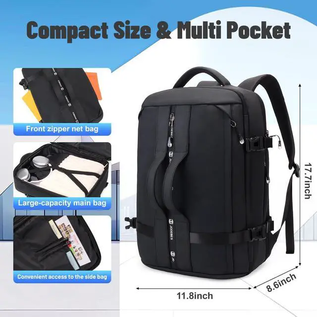 Alt view image 5 of 5 - JD JODEBES Travel Backpack,Expandable 50L Extra Large Laptop Backpack,Carry On Backpack Airline Approved Water-Resistant Business Suitcase Daypack Bag,Fits 17 Inch Laptop,Travel Gifts for Men Women