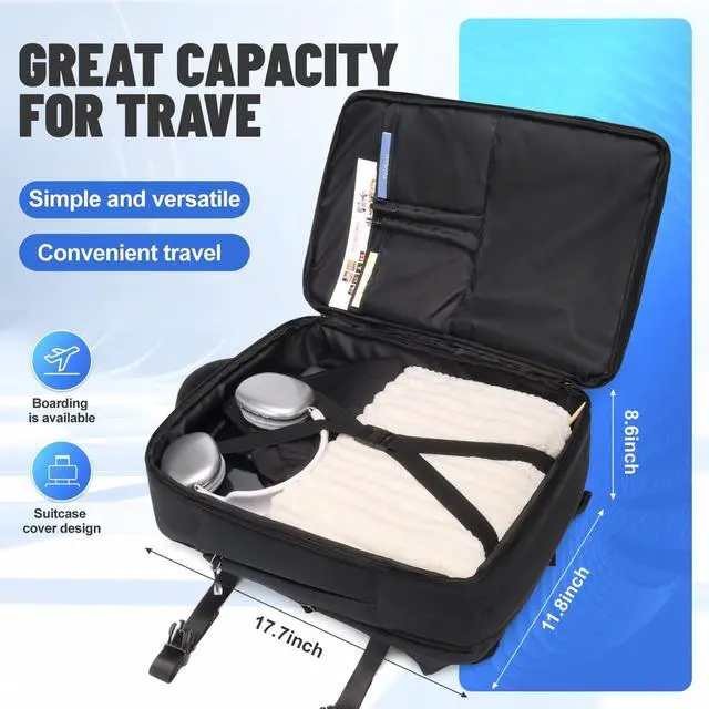 Alt view image 2 of 5 - JD JODEBES Travel Backpack,Expandable 50L Extra Large Laptop Backpack,Carry On Backpack Airline Approved Water-Resistant Business Suitcase Daypack Bag,Fits 17 Inch Laptop,Travel Gifts for Men Women