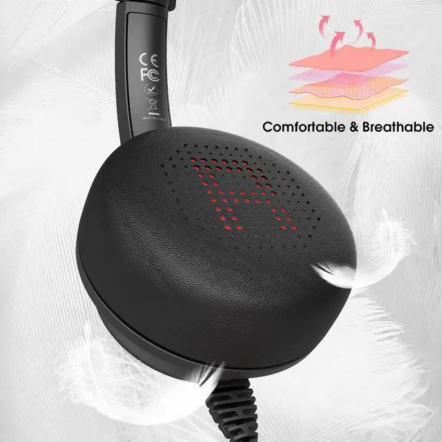 Alt view image 4 of 4 - USB Headset with Microphone for PC/Laptop, Wired Headphones with Noise Cancelling Mic, USB C & USB A, All-day Comfort, Lightweight Computer Headset for Home Office, Call Center, School, Remote Work