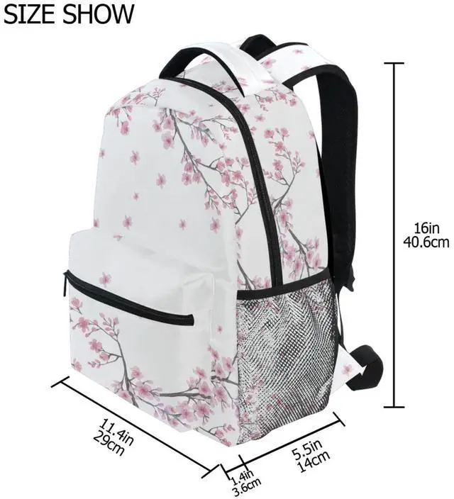 Alt view image 2 of 5 - QUGRL Spring Cherry Blossom School Backpack for Girls Boys Pink Japanese Watercolor Large Bookbag Laptop Computer Bag Casual Hiking Travel Daypack Backpack Schoolbag for Teens College 16 Inch