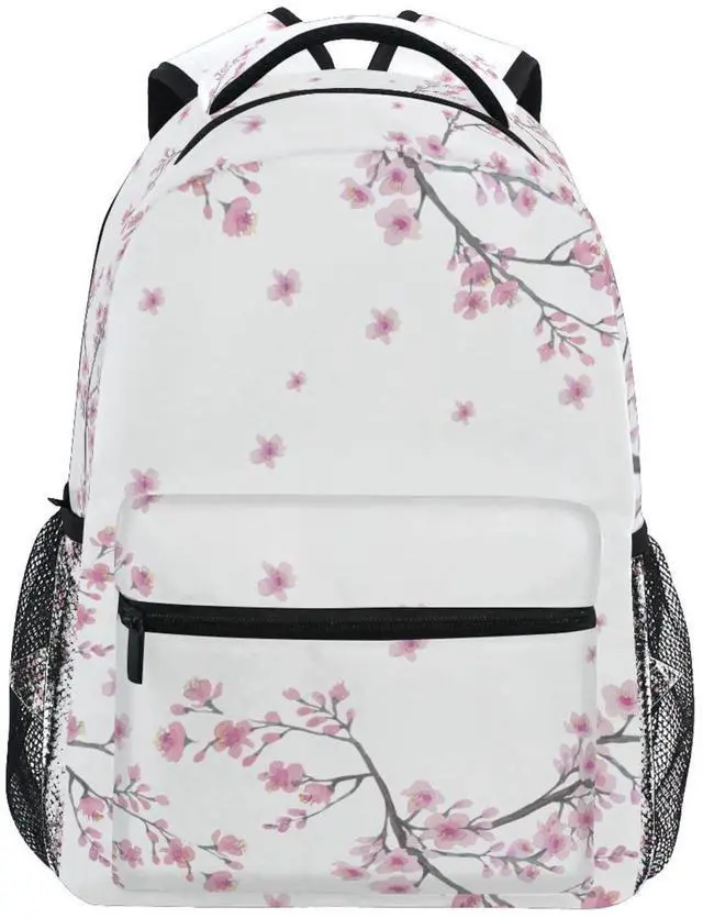 Main image of QUGRL Spring Cherry Blossom School Backpack for Girls Boys Pink Japanese Watercolor Large Bookbag Laptop Computer Bag Casual Hiking Travel Daypack Backpack Schoolbag for Teens College 16 Inch