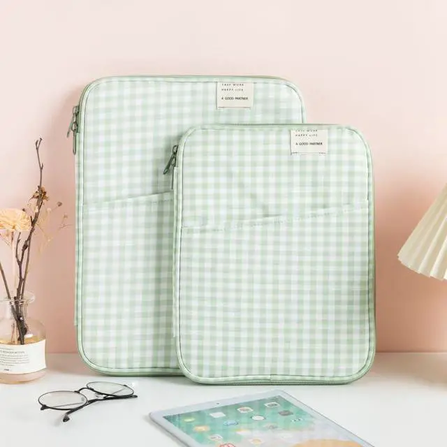 Alt view image 2 of 5 - Donloise 11-13Inch Cute Puffy Laptop Sleeve Fairycore Carrying Laptop Bag Cover Kawaii Tablet Liner Pouch Cottagecore Office Accessories (13inch,Green)