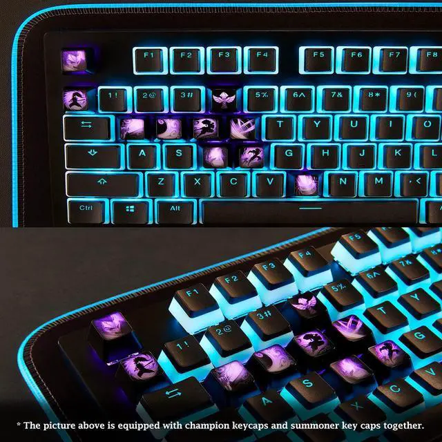 Alt view image 4 of 5 - League of Legends Custom Keycaps (Champion Lux) - Laser Engraved with Each Champion's Portrait, Passive, and Skills. Fit with Any Mechanical Keyboard. League of Legends Gift for Gamers