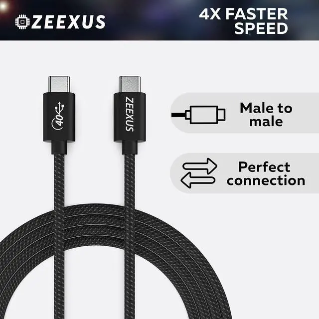 Alt view image 4 of 5 - ZEEXUS USB4 Cable - Fast Data Transfer, Fast Charging - Compatible with Thunderbolt, MacBook Pro, iPad Pro, Galaxy S20, and More