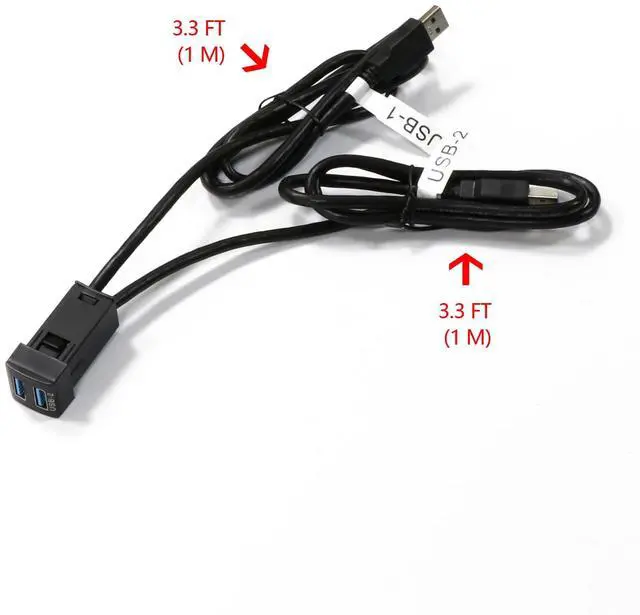 Alt view image 4 of 5 - Dual USB 3.0 Car Dash Flush Mount Extension Cable Length 3.3FT 1M for Toyota, Size 0.9x0.9x2Type C