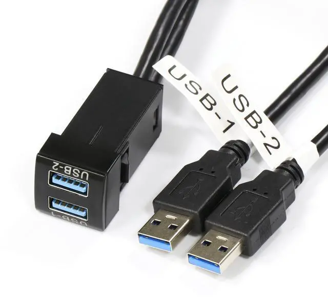 Alt view image 5 of 5 - Dual USB 3.0 Car Dash Flush Mount Extension Cable Length 3.3FT 1M for Toyota, Size 0.9x0.9x2Type C