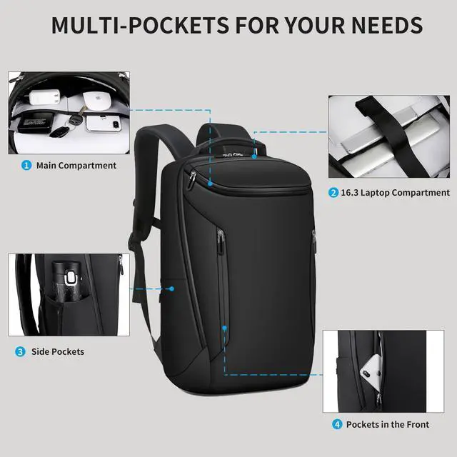 Alt view image 4 of 5 - Biaqud Business Backpack for Commute, 15.6 Inch Laptop Backpacks with Charging Port for Work Travel