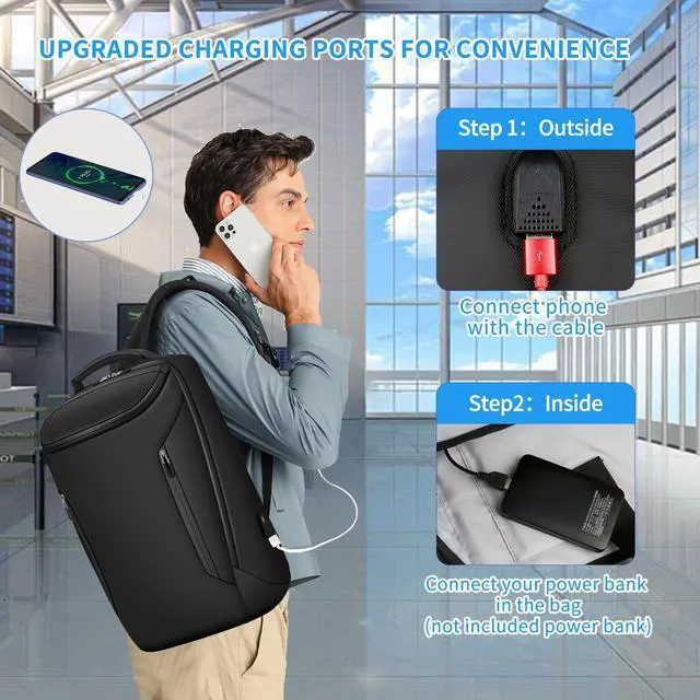 Alt view image 3 of 5 - Biaqud Business Backpack for Commute, 15.6 Inch Laptop Backpacks with Charging Port for Work Travel