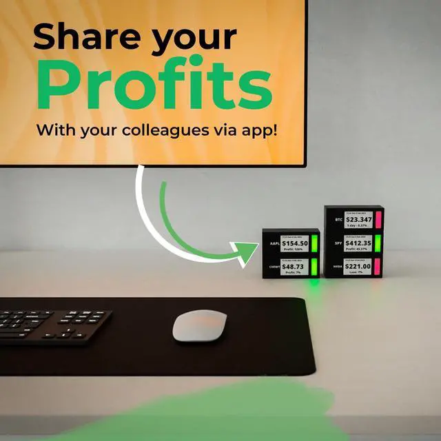 Alt view image 3 of 5 - Stock Ticker with E-Ink Screen and WiFi Connectivity - Stackable Design for Room Accessories and Office Decor. Finance Tech Gadgets, with: 2.9inch - (Single)