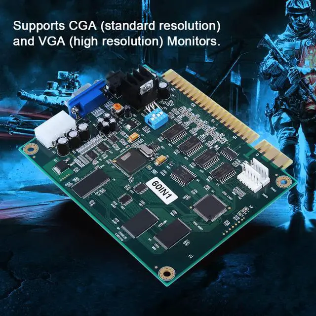 Alt view image 3 of 5 - Classic 60-in-1 Multicade Game PCB Board  CGA/VGA Output, Jamma Compatible, for Cabinets & DIY Game Machines