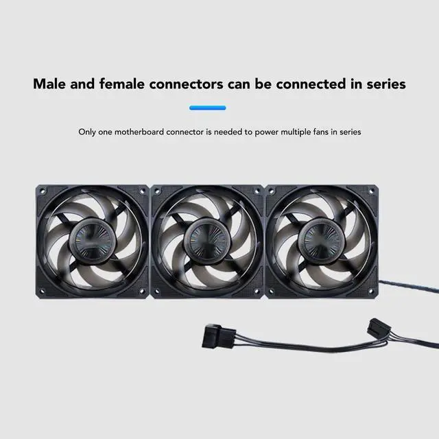 Alt view image 3 of 5 - SENECESLI Computer Case Fan, 4 Pin PWM Bearing PC Case Cooler Fan Low Noise with 7 Blades, 120mm 3000RPM Quiet MFDB Cooling Fan for Desktops, Easy to Install (Black)